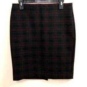 Attyre Petite Size 8 Plaid Skirt w Slit Bodycon Pencil Midi Mini Academia Formal